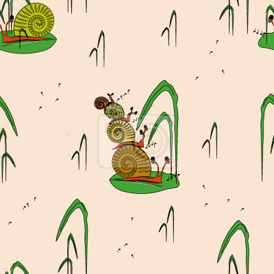 Papier peint à motif  Les musicaux d'Escargot