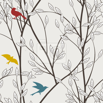 Papier peint à motif  Les Oiseaux de la forêt