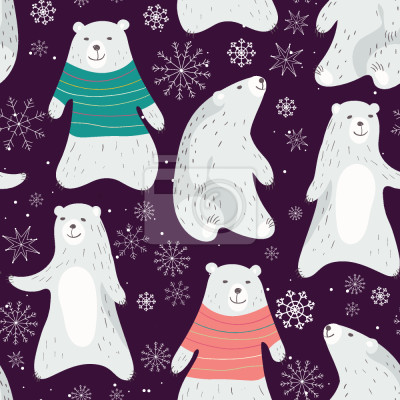 Papier peint à motif  Les ours polaires mignons