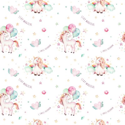 Papier peint à motif  Licornes avec ballons