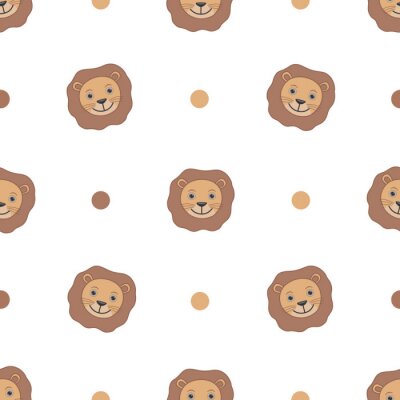 Papier peint à motif  Lions heureux pour les enfants