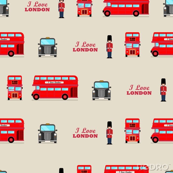 Papier peint à motif  London iconic symbols seamless pattern