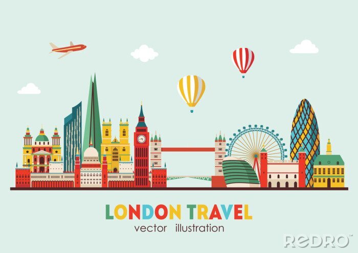 Papier peint à motif  London Skyline abstract. Illustration vectorielle - vecteur stock