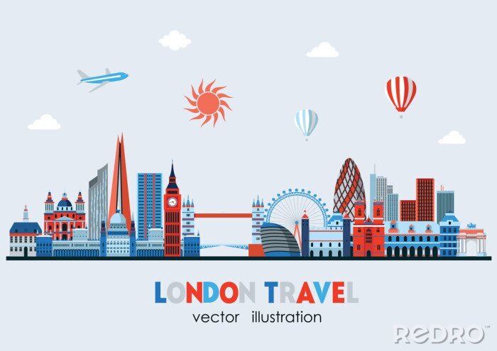 Papier peint à motif  London Skyline détaillé. Illustration vectorielle - vecteur stock