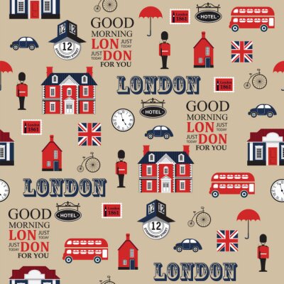 Papier peint à motif  Londres, rue, seamless, vecteur, modèle