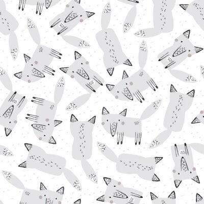 Papier peint à motif  Loups gris de style scandinave