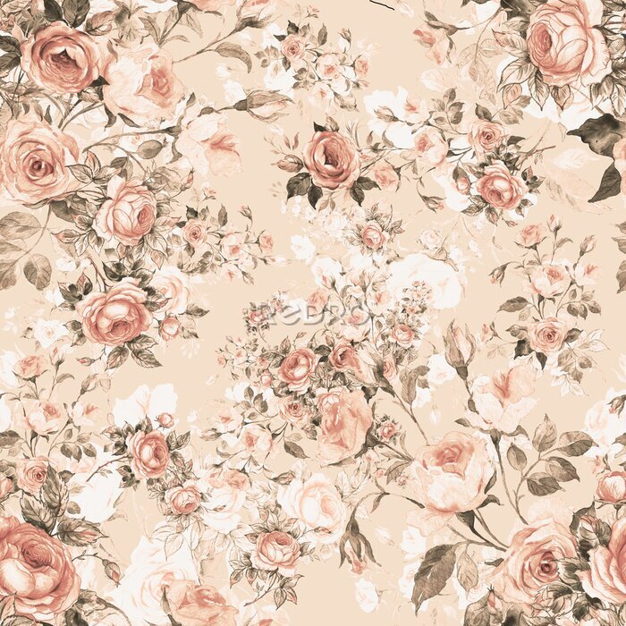 Papier peint à motif  Lovely seamless floral pattern delicate roses