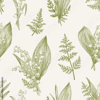 Papier peint à motif  Lys verts délicats de la vallée