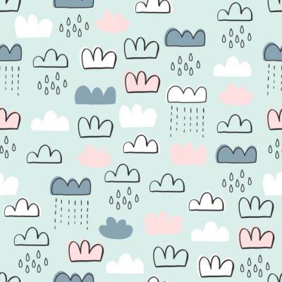 Papier peint à motif  Magnifique motif pour enfants avec des nuages