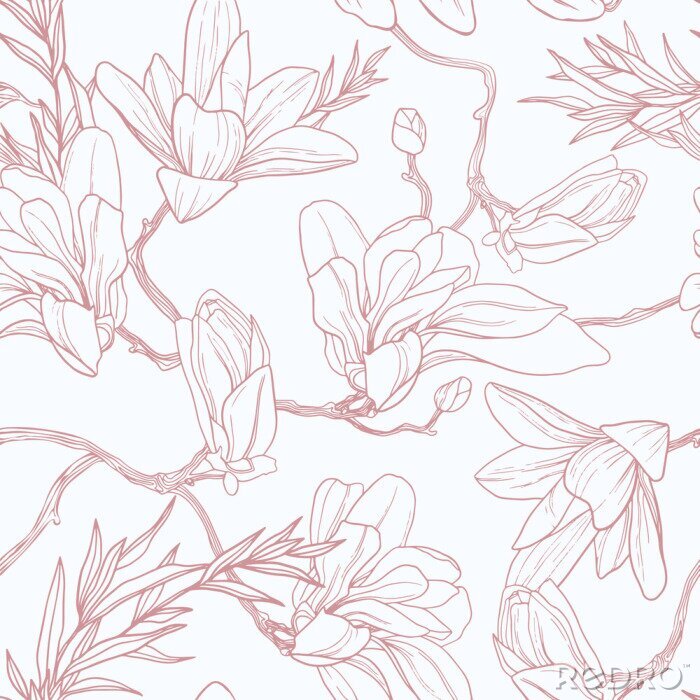 Papier peint à motif  Magnolia en fleurs