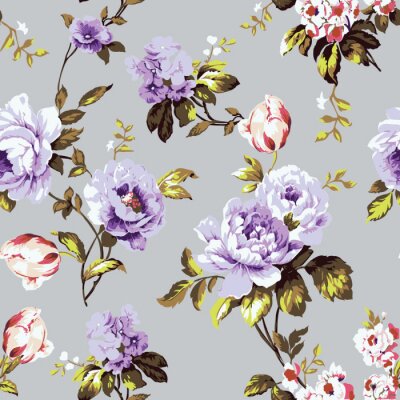 Papier peint  Magnolias mauves style shabby