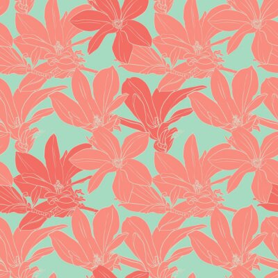 Papier peint à motif  Magnolias roses image graphique sur un fond