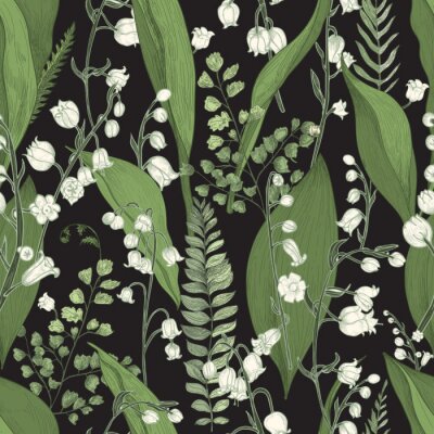 Papier peint à motif  mai lys de la vallée