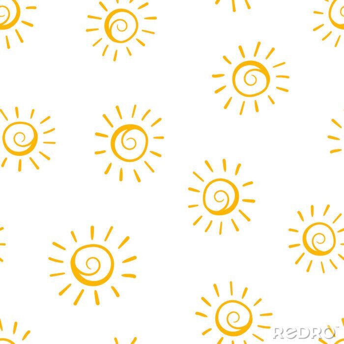 Papier peint à motif  Main dessinée icône soleil sans soudure de fond. Illustration vectorielle de Business concept Motif de symbole de soleil dessinée à la main.