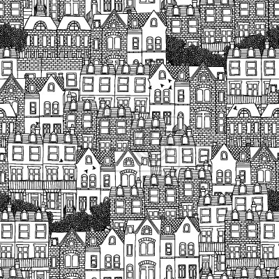 Papier peint à motif  Maisons Britanniques