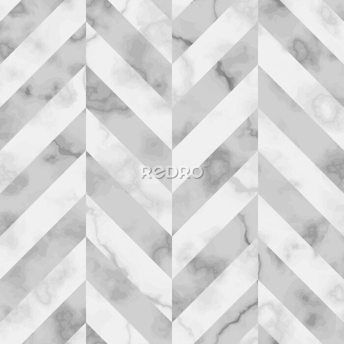 Papier peint à motif  Marbre à chevrons en blanc