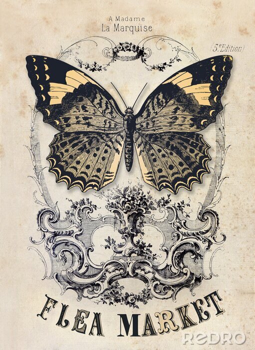 Papier peint à motif  Marché aux puces vintage