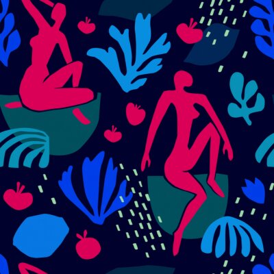 Papier peint à motif  Matisse inspired shapes seamless pattern, colorful design, vector illustration