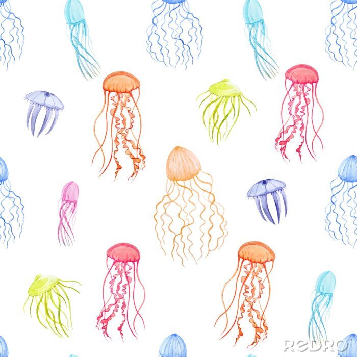 Papier peint à motif  Méduses pastel