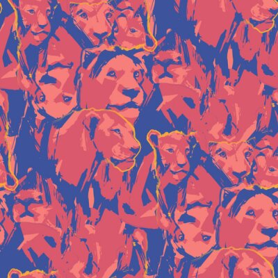 Papier peint à motif  Modèle abstrait avec des lions