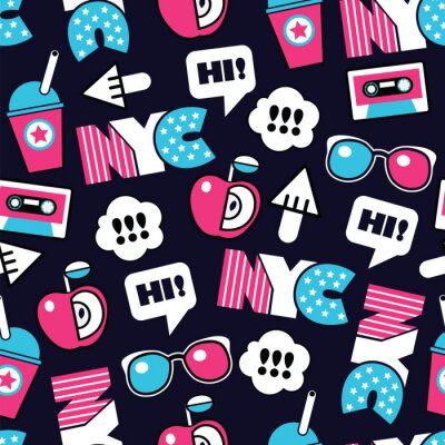 Papier peint à motif  modèle américain tendance vectorielle continue avec des étiquettes