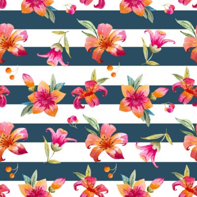 Papier peint à motif  Modèle aquarelle vecteur floral