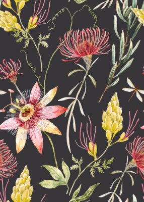 Papier peint à motif  Modèle aquarelle vecteur floral