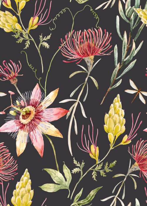 Papier peint à motif  Modèle aquarelle vecteur floral