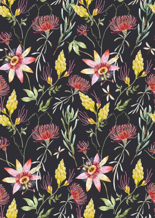 Papier peint à motif  Modèle aquarelle vecteur floral