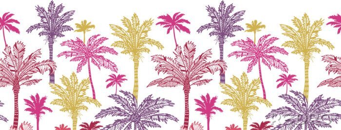 Papier peint à motif  Modèle avec des palmiers colorés