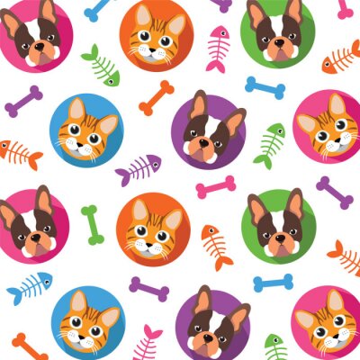 Papier peint à motif  Modèle Cat & Dog