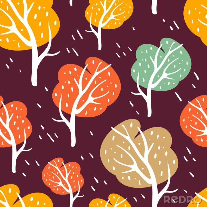 Papier peint à motif  Modèle d'automne avec des arbres