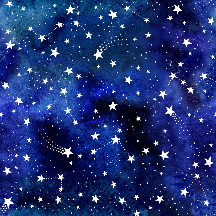 Papier peint à motif  Modèle d'espace aquarelle transparente avec des constellations et des étoiles