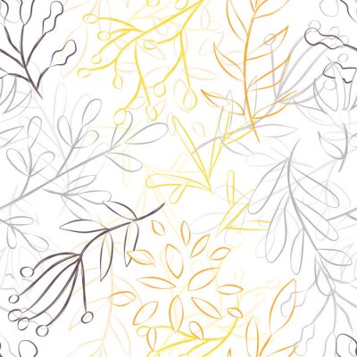 Papier peint à motif  modèle d'une plante colorée sur fond blanc, illustration vectorielle