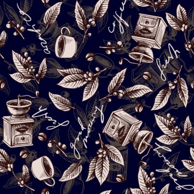 Papier peint à motif  Modèle de café dessiné main sans soudure