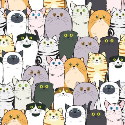 Papier peint à motif  modèle de chat sans soudure