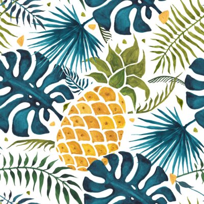Papier peint à motif  Modèle de fruit d'ananas avec des feuilles