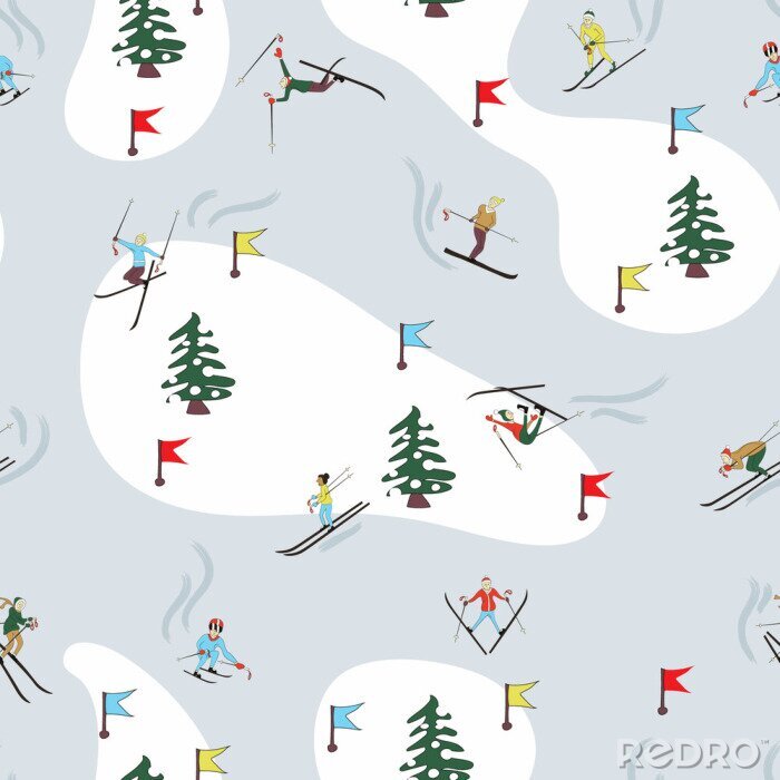 Papier peint à motif  Modèle de ski d'hiver