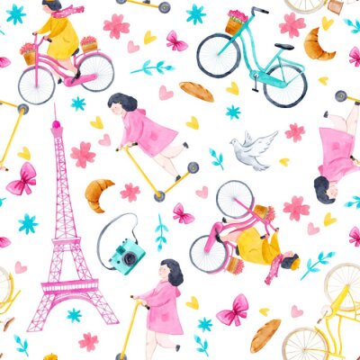 Papier peint à motif  Modèle de vecteur de bébé aquarelle