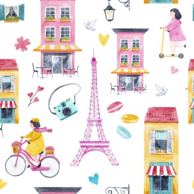 Papier peint à motif  Modèle de vecteur de bébé aquarelle