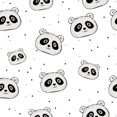 Papier peint à motif  Modèle minimaliste de pandas heureux pour les enfants