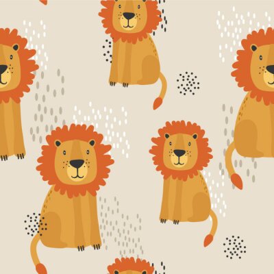 Papier peint à motif  Modèle pour enfants avec des lions