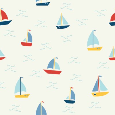 Papier peint à motif  Modèle pour enfants avec des navires