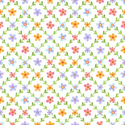 Papier peint à motif  Modèle sans couture avec des fleurs multicolores