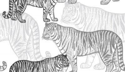 Modèle sans couture avec tigre