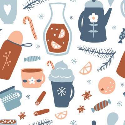 Papier peint à motif  Modèle sans couture de boissons chaudes