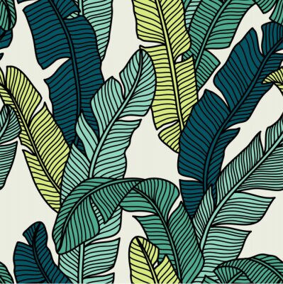 Papier peint à motif  Modèle sans couture de feuilles de palmiers tropicaux
