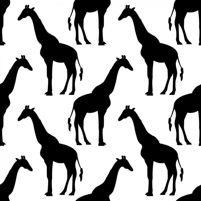Papier peint à motif  Modèle sans couture de girafes noir et blanc minimaliste