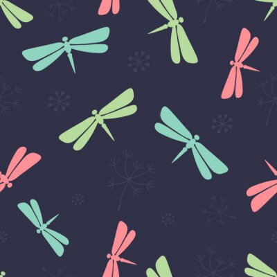 Papier peint à motif  Modèle sans couture de libellule.