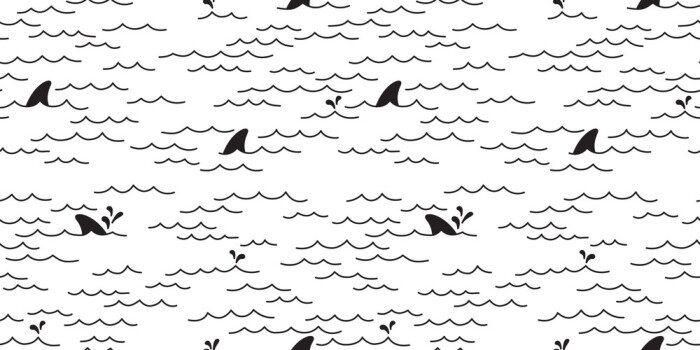 Papier peint à motif  Modèle sans couture de requins noirs et blancs